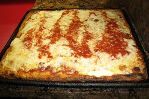 Sicilian pizza fresh from the oven at Schianos Las Vegas Pizza West Chester